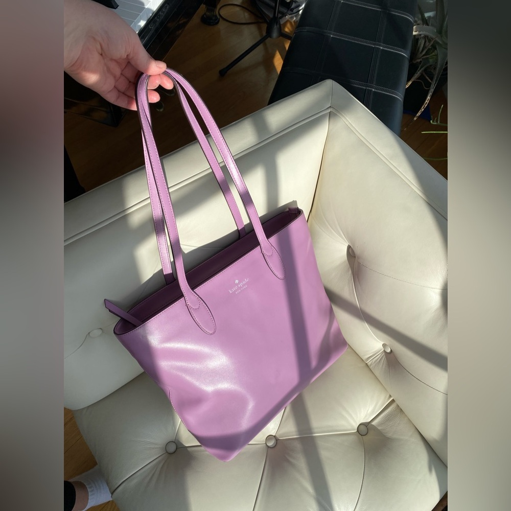 Kate Spade Kerri Medium Tote | Lavender Smooth Leather Zip-Top - Picture 4 of 12